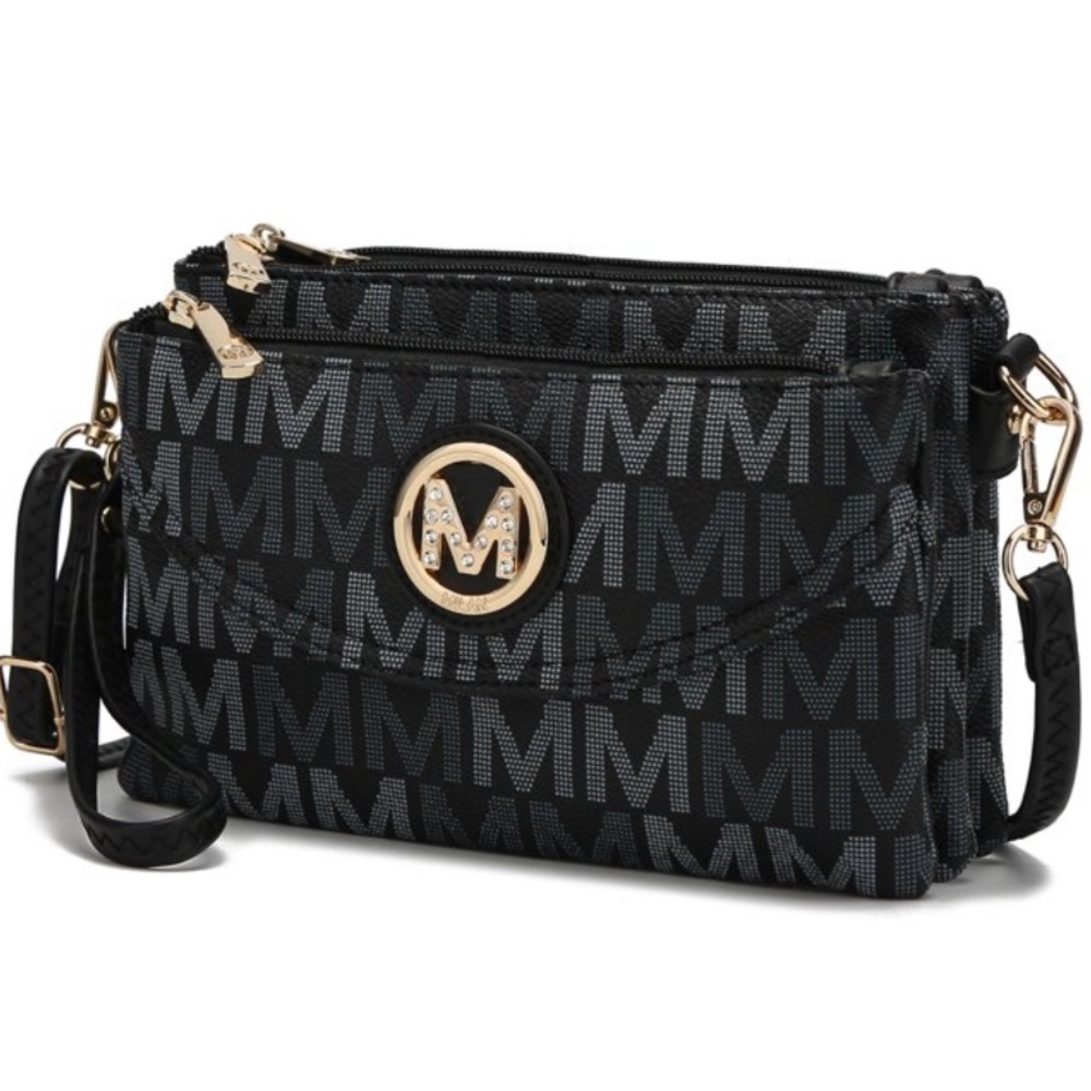 MKF Crossbody Bag, Wristlet Strap – PU Leather Shoulder Handbag